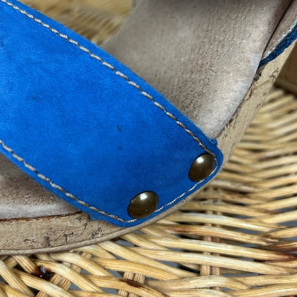 Sbicca Chunky Heel Sandal Embroidered Denim Studded Open Toe 40 - Picture 13 of 15